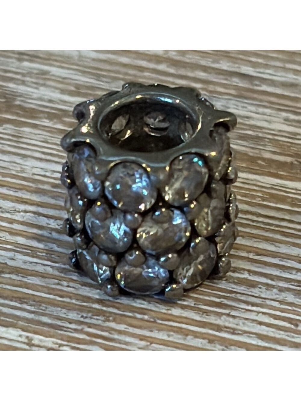 Sterling silver cubic zirconia charm bead possibly Pandora or TROLLBEADS charm